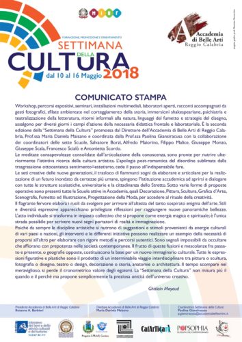 comunicato stampa 2° settimana della cultura