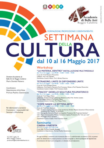 calendario eventi 1° settimana della cultura