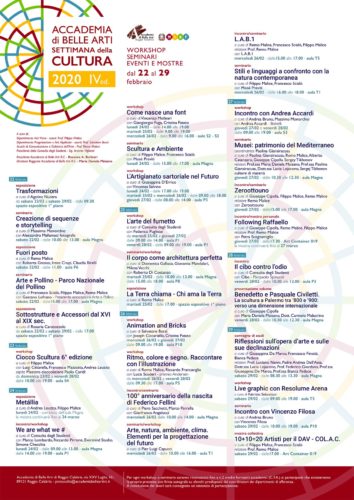 calendario eventi 4° settimana della cultura